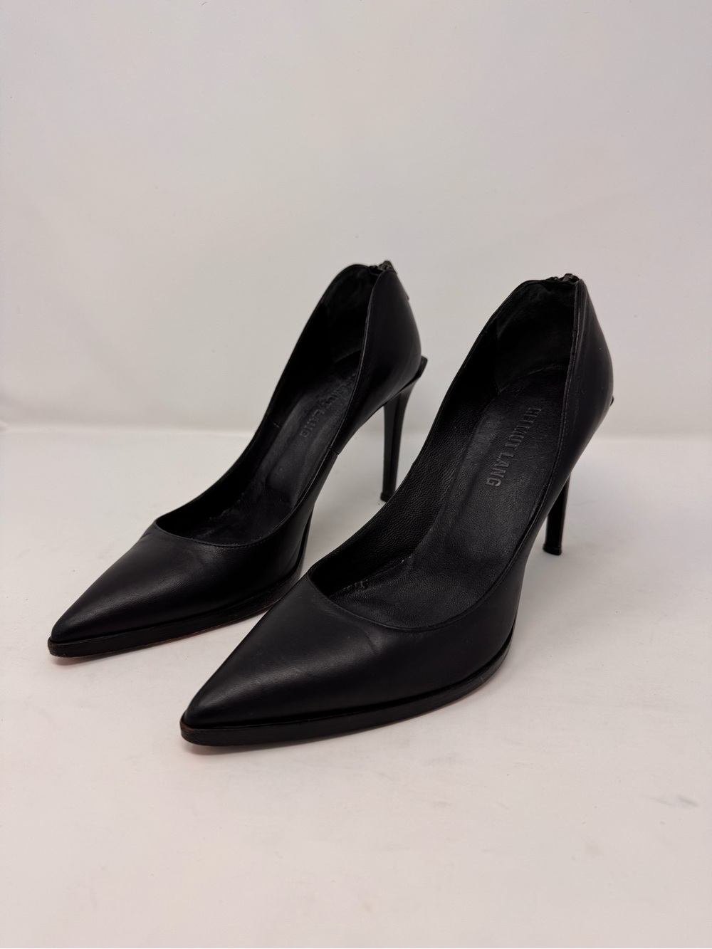 Helmut Lang Size 38.5 US 8 Black Leather Heels Zipper Punk Goth Indie